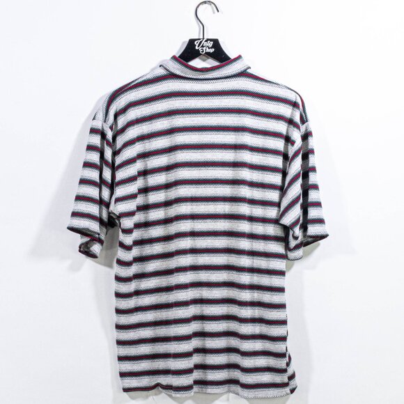 Bugle Boy Striped Textured Polo Shirt Large VTG 90s Surf Skate Streetwear - Picture 2 of 7